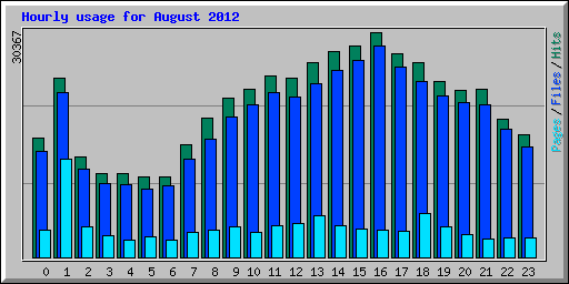 Hourly usage for August 2012
